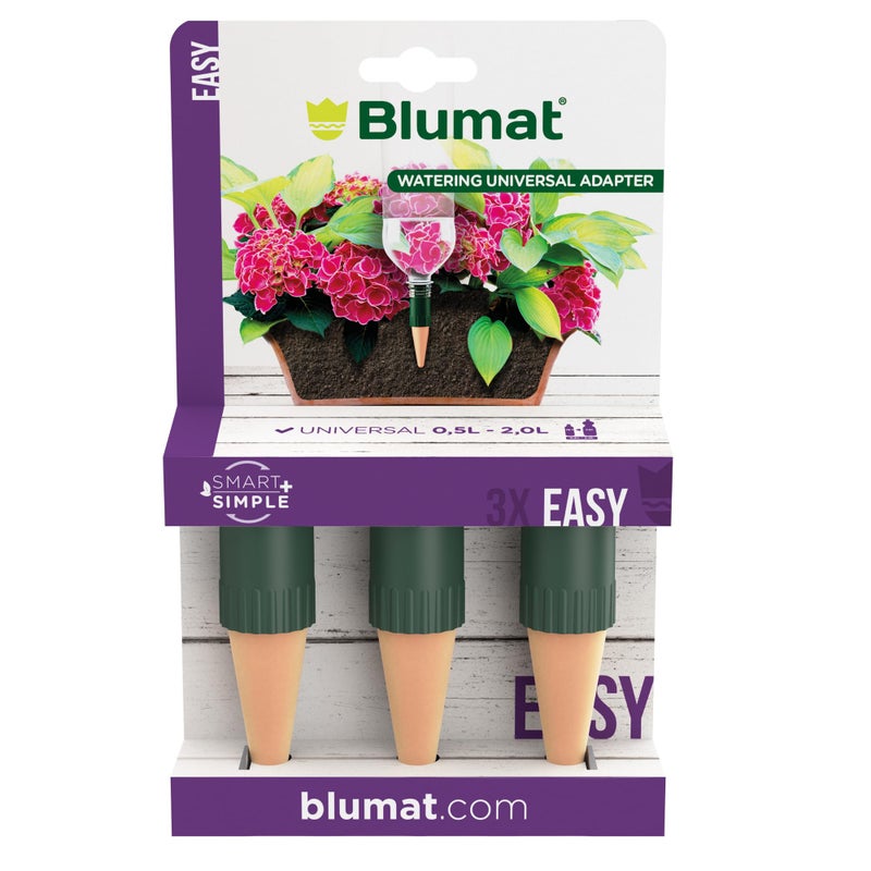 Blumat Plant Watering Device - Easy Self Watering Planter Insert for Indoor Plants - Bottle Adapter - Prevents Overwatering and Underwatering for Healthy Growth - 3 Pack - Image 1